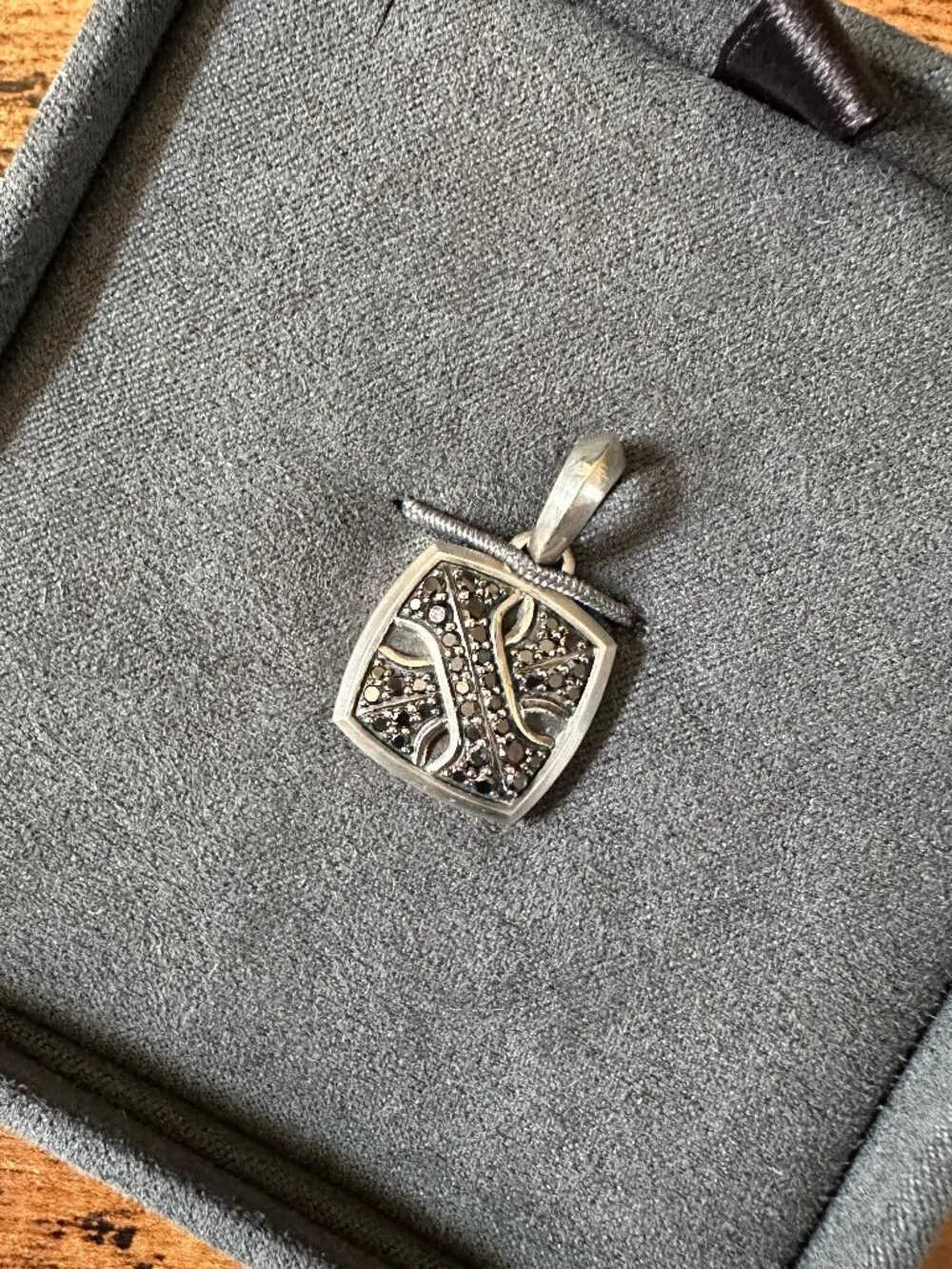 David Yurman Armory Amulet Pendant w/ Pavé Black Diamonds & Sterling Silver RARE